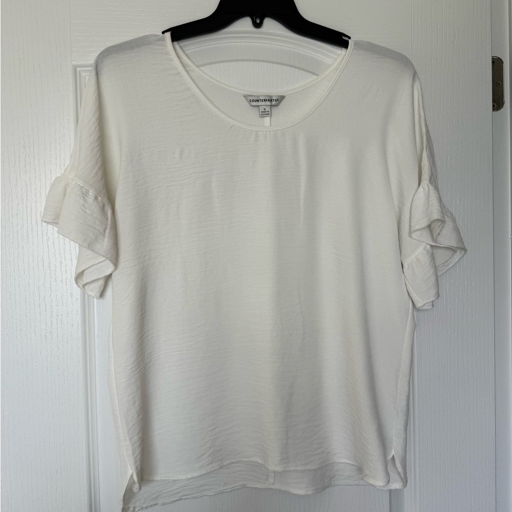 Counterparts White Ruffle Sleeve Blouse